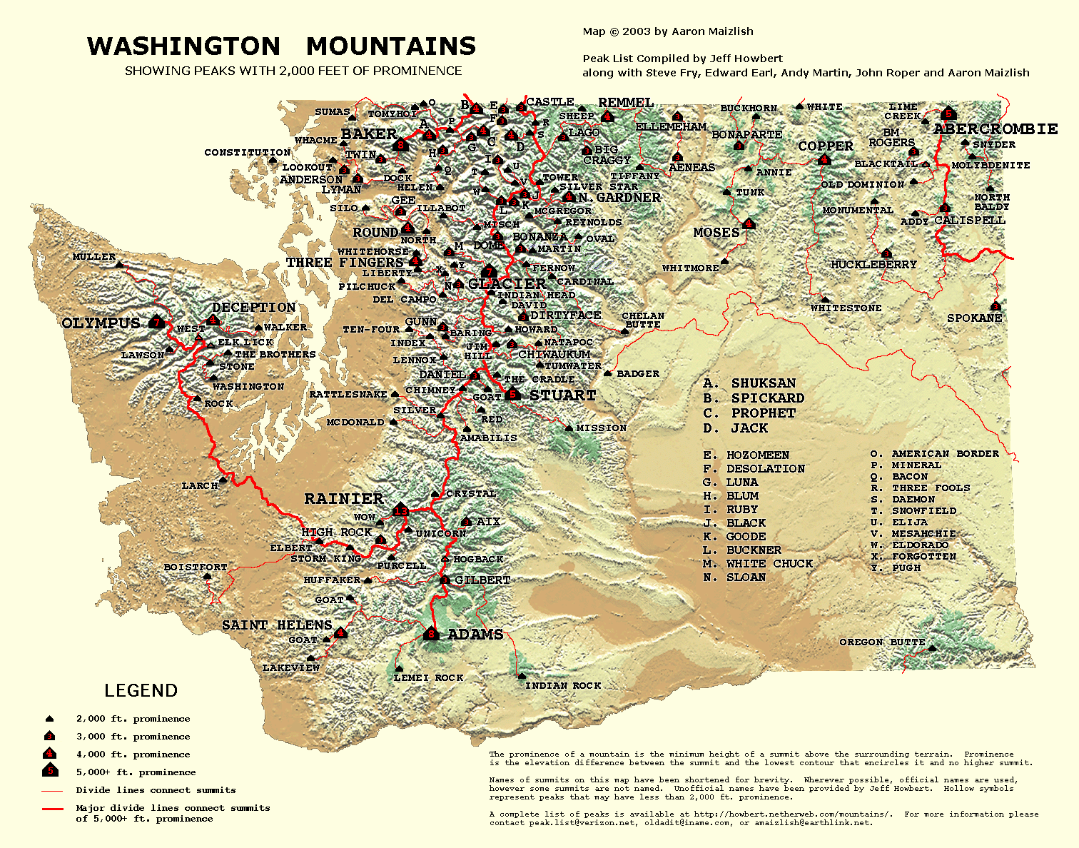 Washington Map Of Mountains